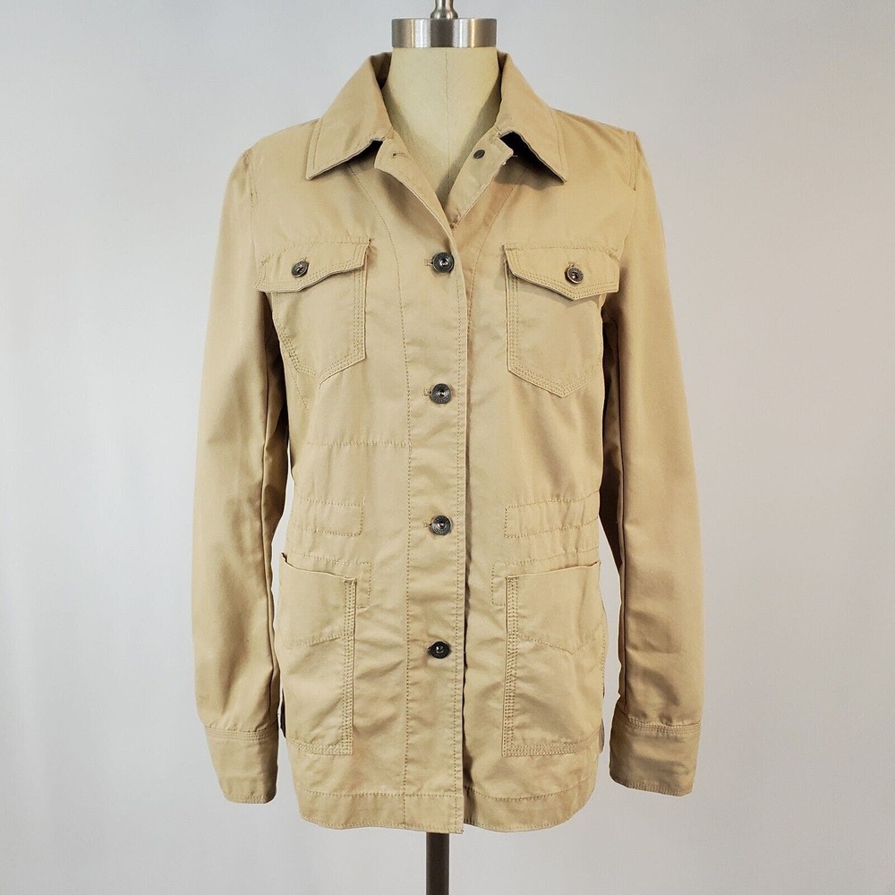 Banana Republic Lightweight Utility Safari Jacket Khaki Sz 10 Button up Beige
